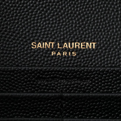 Saint Laurent Grain De Poudre Matelasse Chevron Monogram Chain Wallet Black 6 of 10
