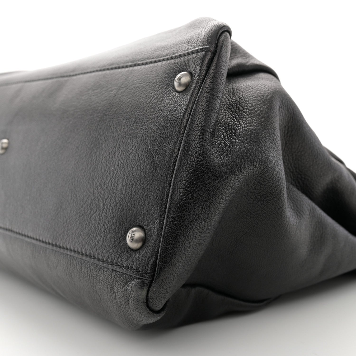 Fendi Goatskin Zucca Large Peekaboo Iconic Satchel Black Tobacco 9 of 9