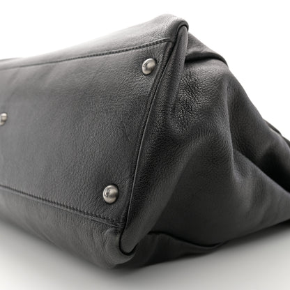 Fendi Goatskin Zucca Large Peekaboo Iconic Satchel Black Tobacco 9 of 9