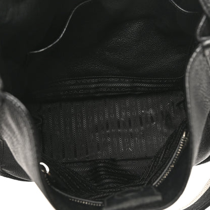 Prada Vitello Daino Soft Hobo Messenger Bag Black 5 of 9