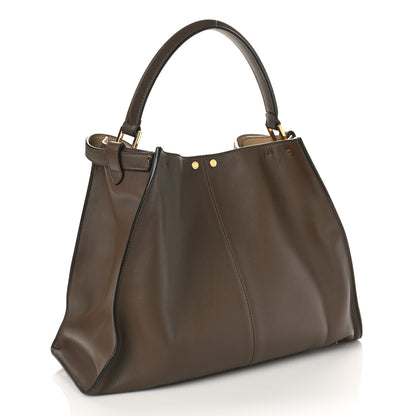 Fendi Vitello Seta Glazed Fabric FF 1974 Large Peekaboo X-Lite Maya Mogano Panna 3 of 9
