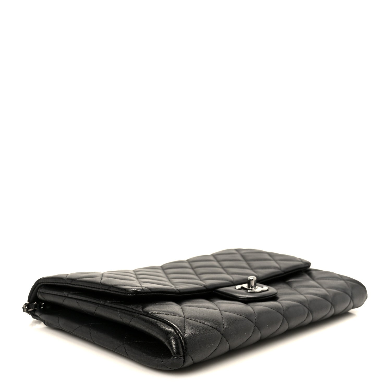 Chanel Lambskin Quilted Clutch With Chain Flap Black 4 of 12