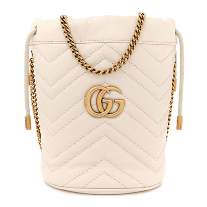 Gucci Calfskin Matelasse Mini GG Marmont 2.0 Bucket Bag White 1 of 11