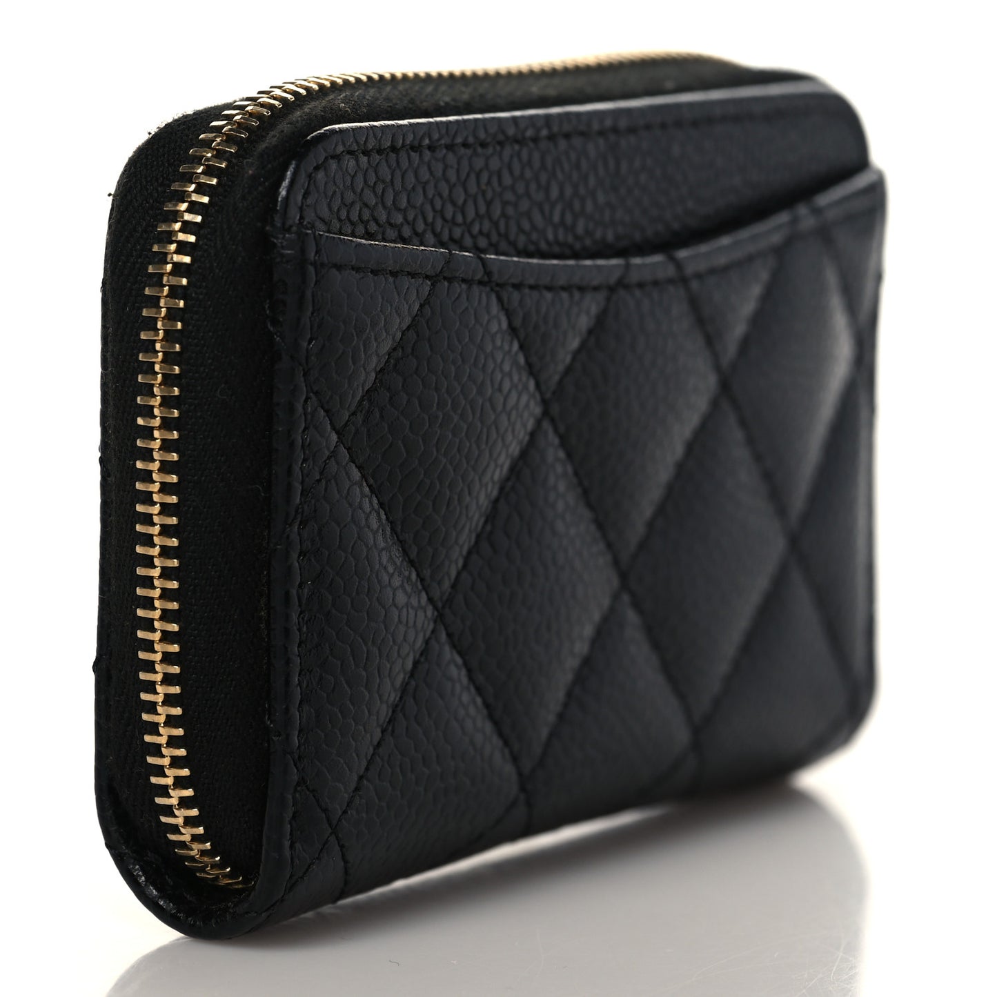 Caviar Quilted Zip Coin Purse Black