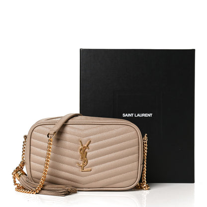 Saint Laurent Grain De Poudre Matelasse Monogram Mini Lou Camera Bag Dark Beige 14 of 14