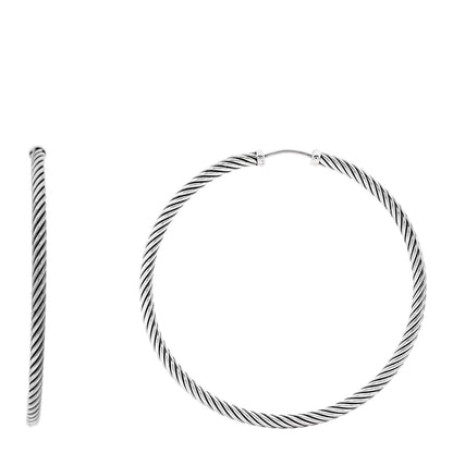 David Yurman Sterling Silver Large Sculpted Cable Hoop Earrings 1 of 5