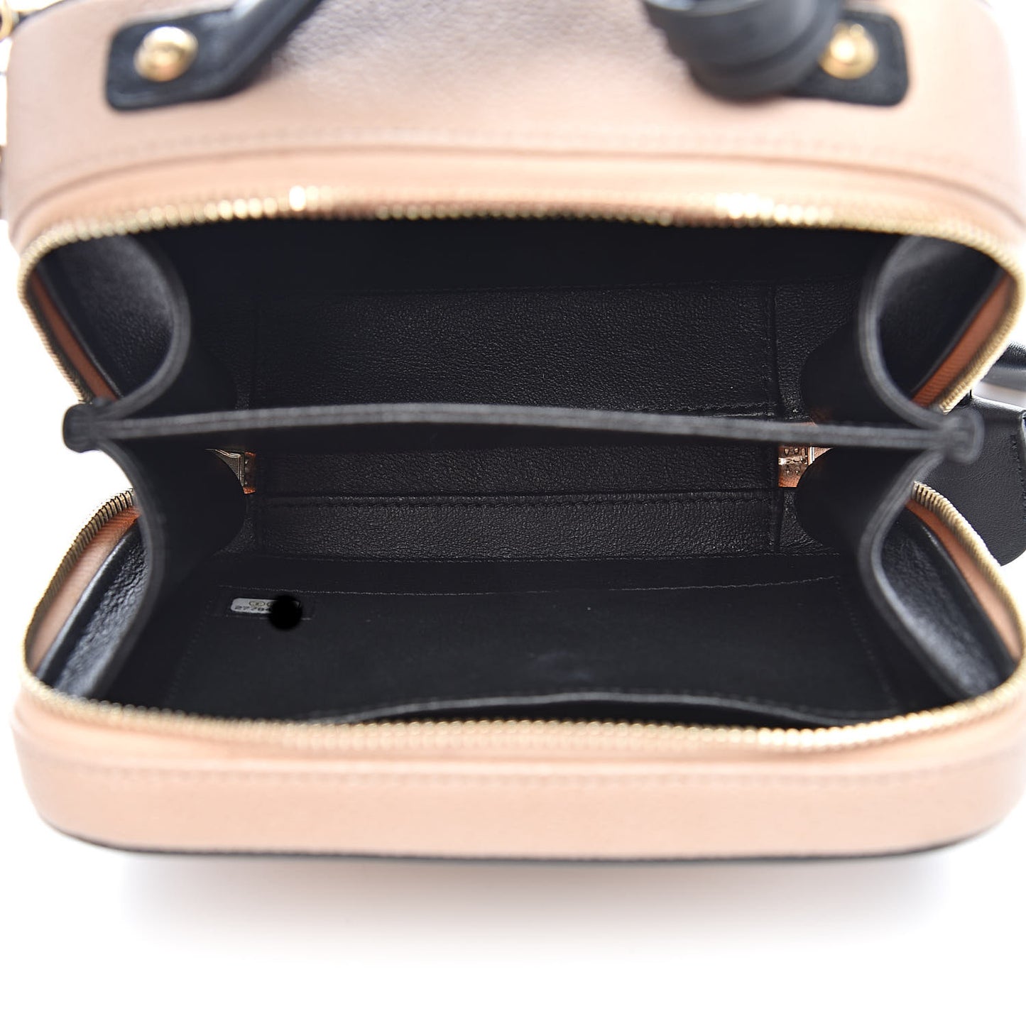 Caviar Quilted Small CC Filigree Vanity Case Beige Black