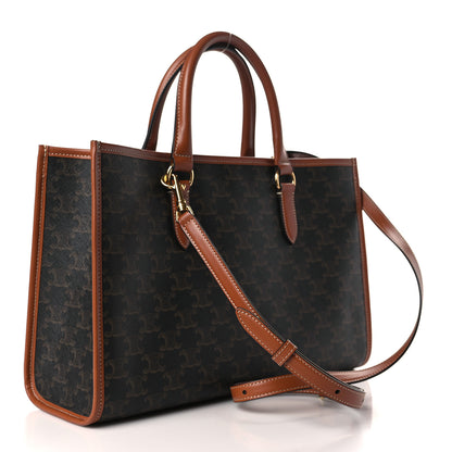Celine Triomphe Canvas Calfskin Mini Horizontal Cabas Tan 3 of 10