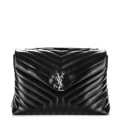 Saint Laurent Calfskin Y Quilted Monogram Large Loulou Chain Satchel Black 1 of 8