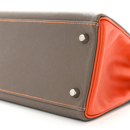 Hermes Epsom Horseshoe Kelly Retourne 32 Etain Feu 10 of 17