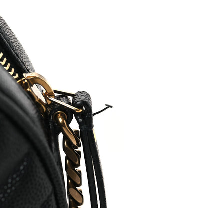 Saint Laurent Grain De Poudre Matelasse Chevron Quilted Round Vinyle Camera Bag Black 10 of 10