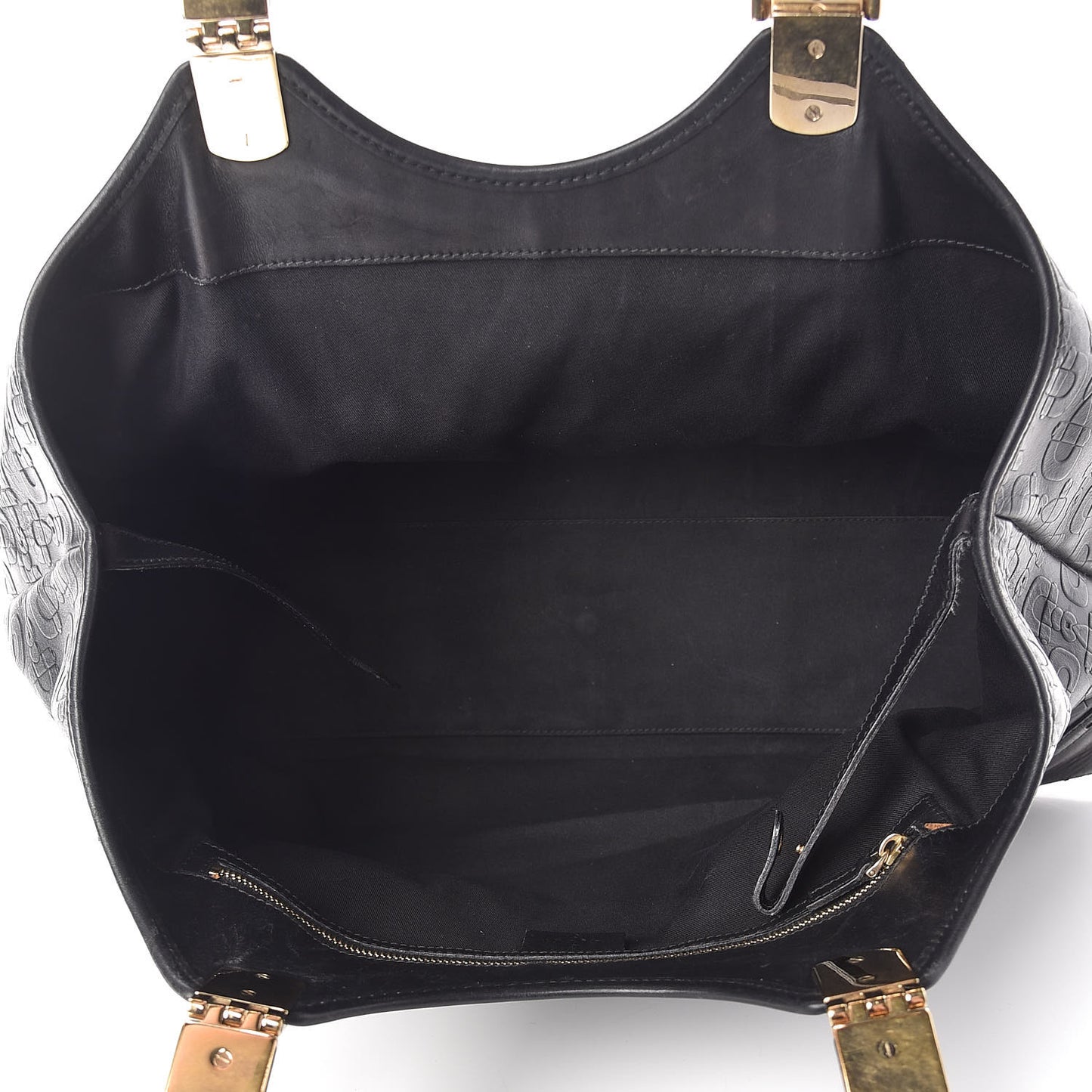 Calfskin Horsebit Embossed Large Glam Shoulder Bag Black