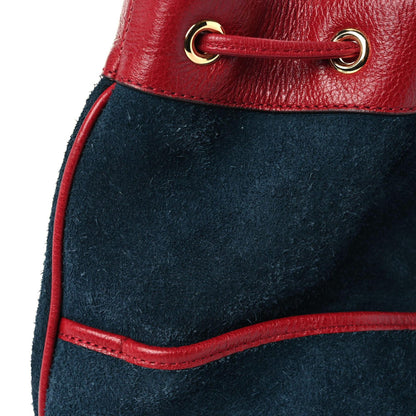 Gucci Suede Calfskin Web Medium Rajah Bucket Bag New Blue Romantic Cherry 7 of 15