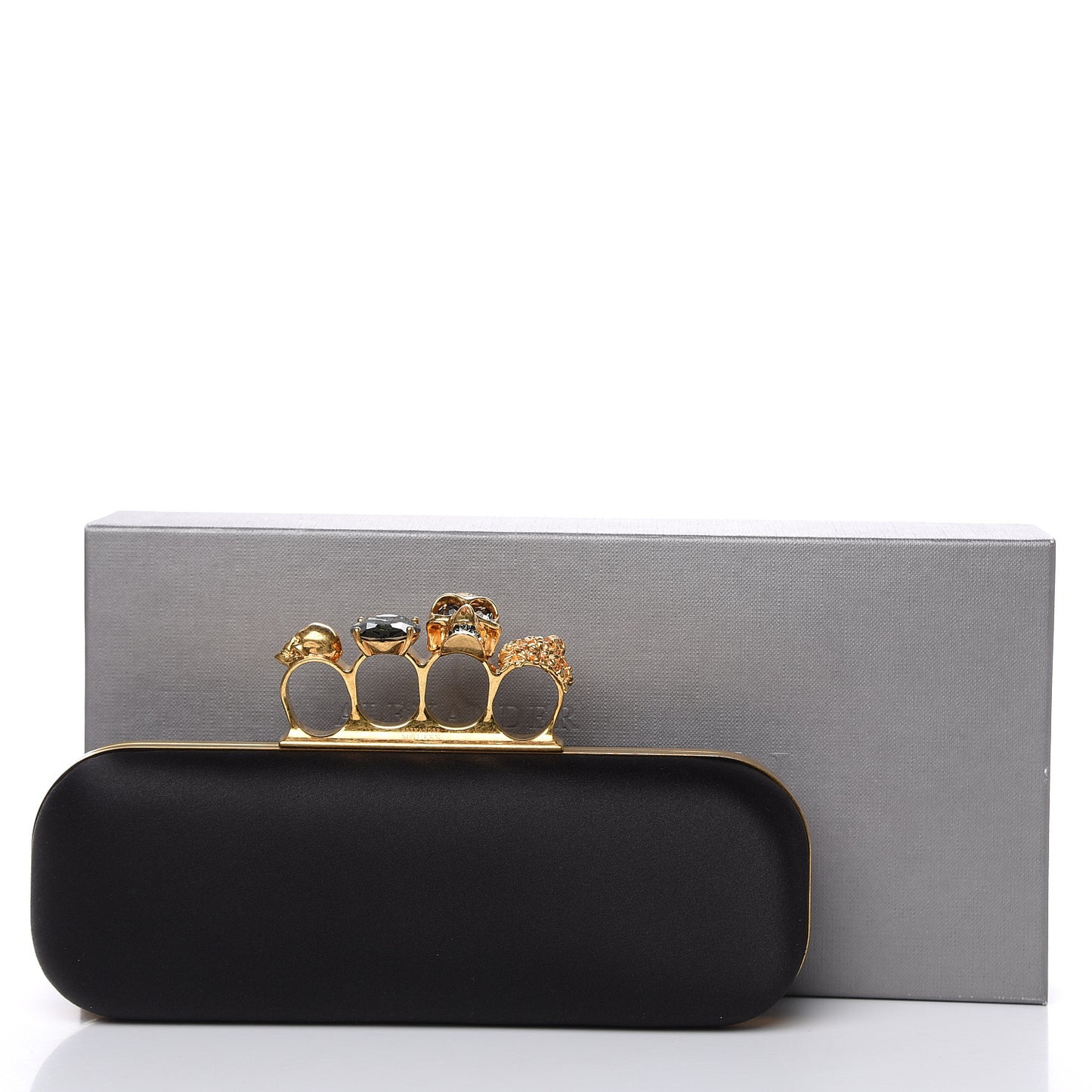 Silk Knucklebox Clutch Black