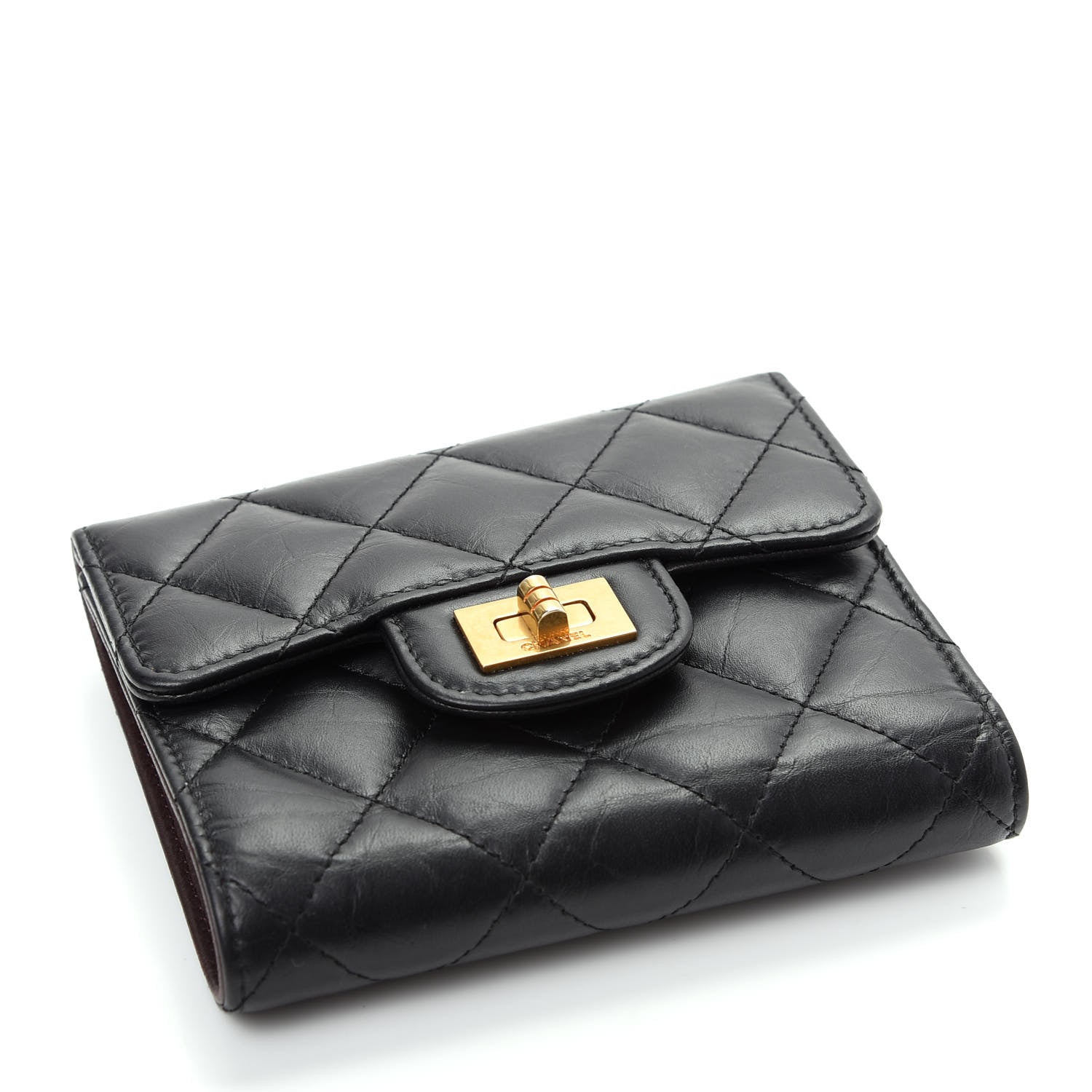 Chanel Aged Calfskin Quilted Reissue Compact Wallet Black 4 of 9