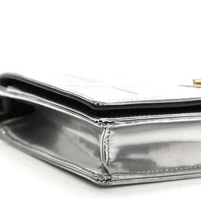 Christian Dior Metallic Patent Micro-Cannage Diorama Wallet on Chain Pouch Silver 8 of 11