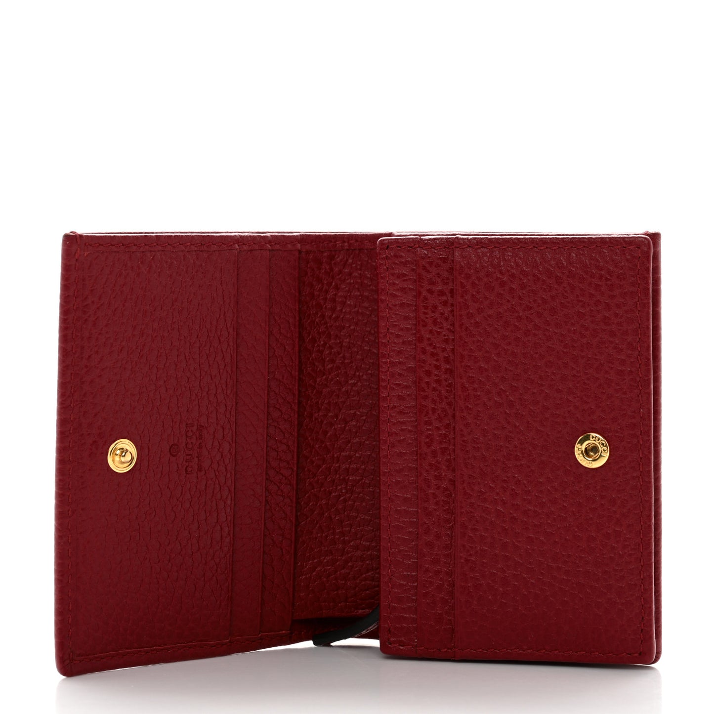 Pebbled Calfskin GG Marmont Card Case Hibiscus Red