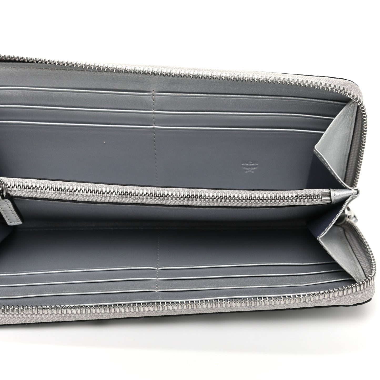 Metallic Visetos Large Zip Around Wallet Silver