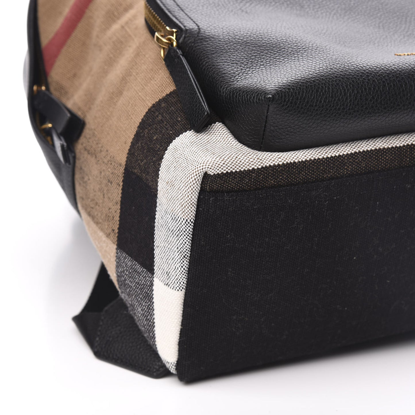 Mega Check Calfskin Abbeydale Simple Backpack Black Camel