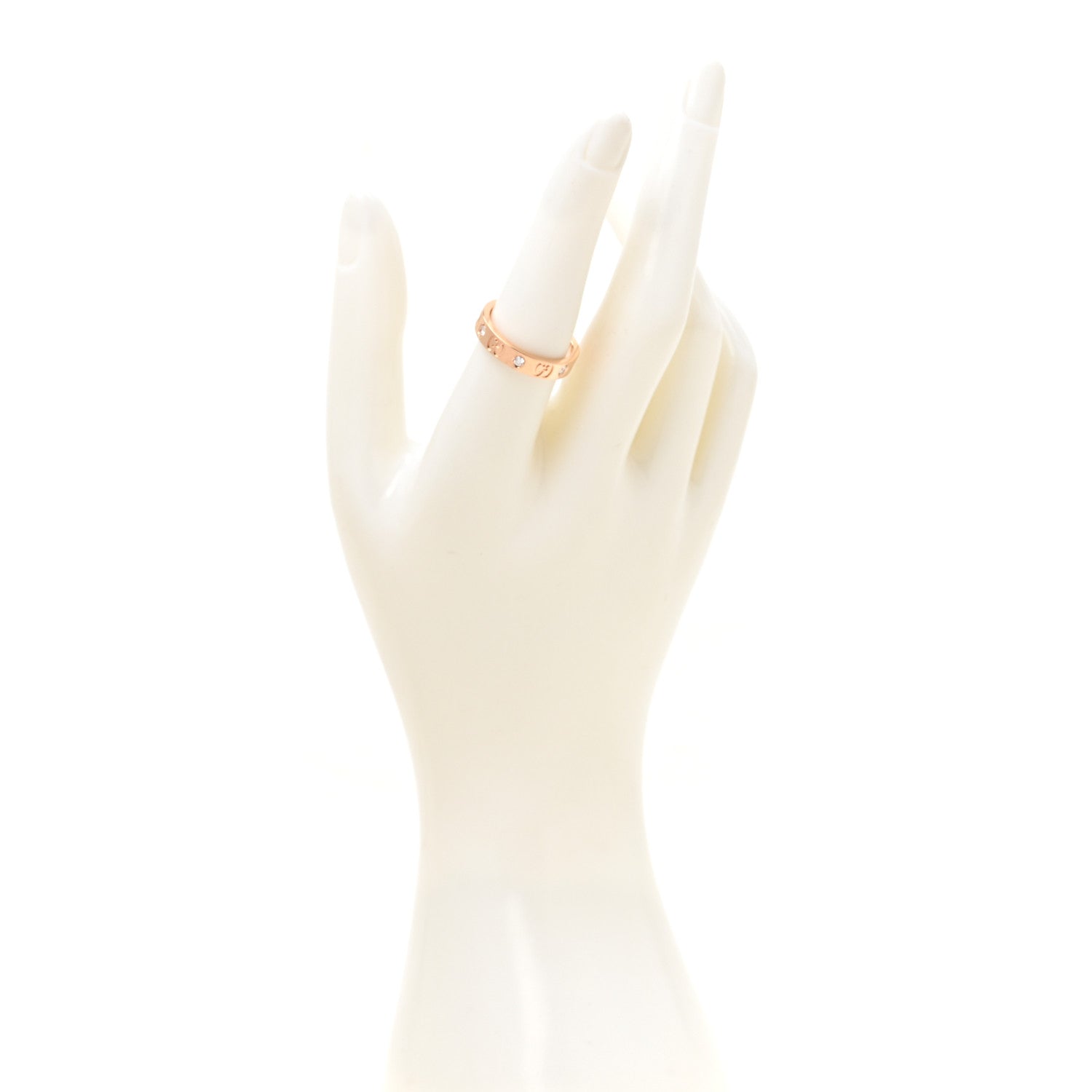Gucci 18K Rose Gold Diamond Icon Band Ring 56 7.5 2 of 6