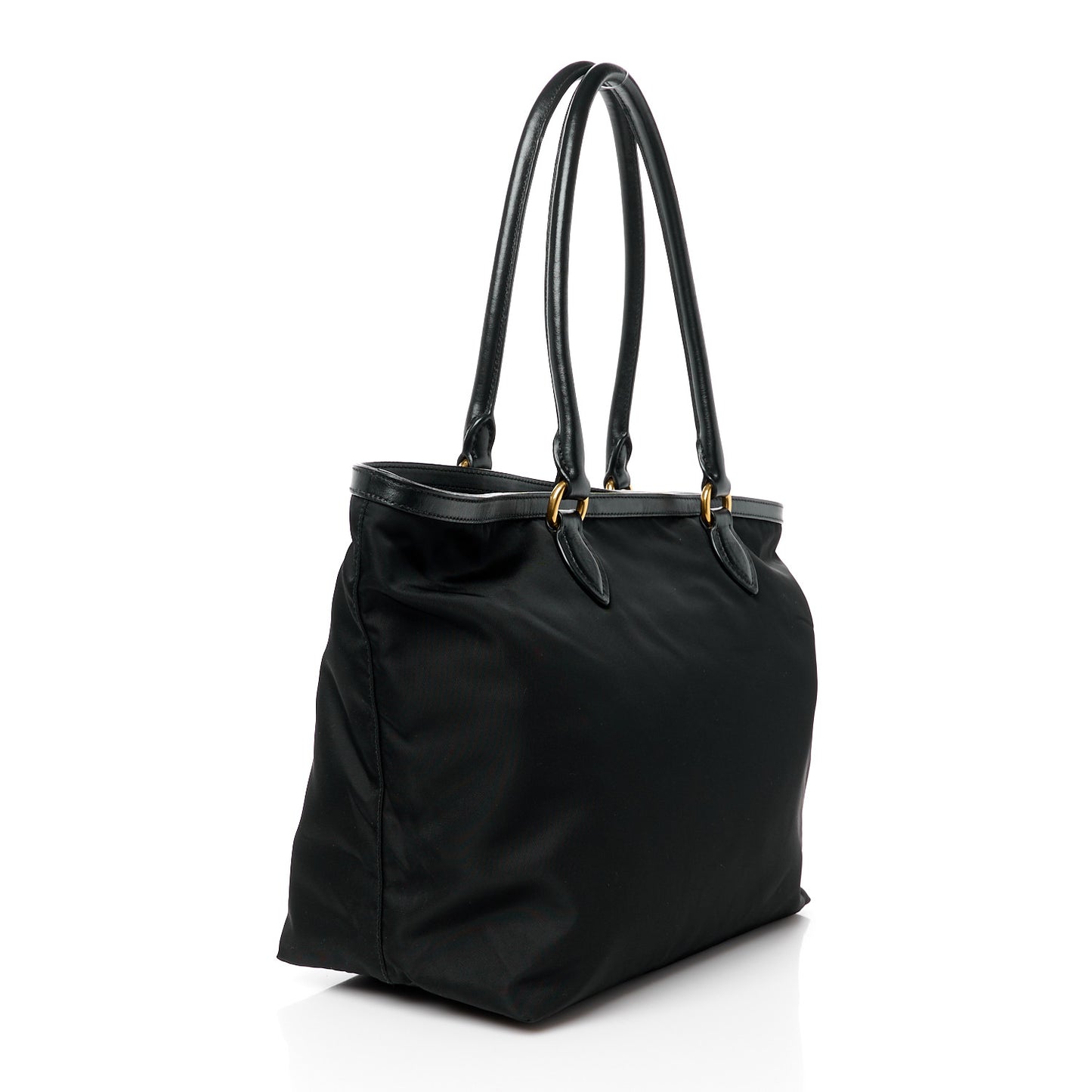 Tessuto Nylon Soft Calf Shopping Tote Black