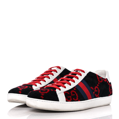 Gucci Terry Cloth GG Monogram Womens Ace Sneakers 39.5 Blue Red 3 of 10