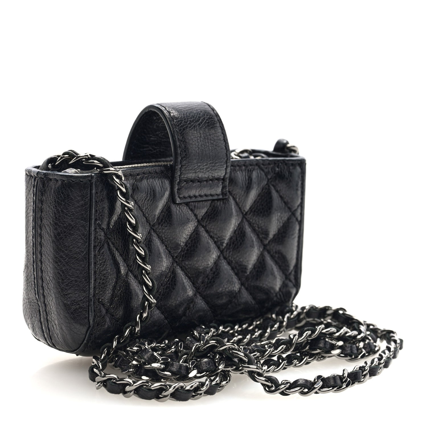 Chanel Caviar Quilted Mini Phone Holder Clutch With Chain Black 3 of 10