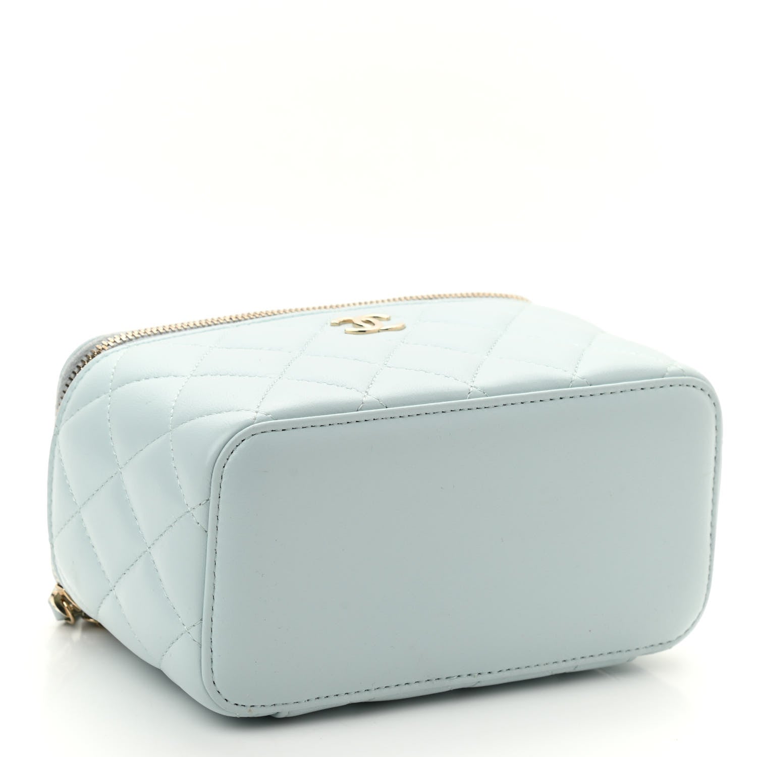 Chanel Lambskin Quilted Small Top Handle Vanity Case With Chain Light Blue 4 of 13