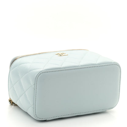 Chanel Lambskin Quilted Small Top Handle Vanity Case With Chain Light Blue 4 of 13