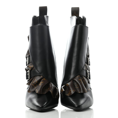 Louis Vuitton Calfskin Monogram Janet Ankle Boots 36.5 Black 2 of 9