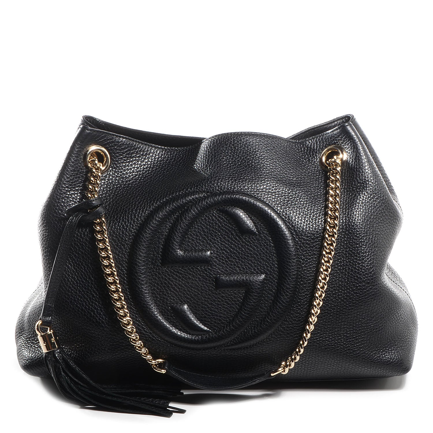 Gucci Pebbled Calfskin Medium Soho Chain Shoulder Bag Black 1 of 7
