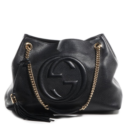 Gucci Pebbled Calfskin Medium Soho Chain Shoulder Bag Black 1 of 7