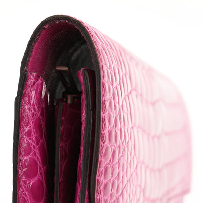 Hermes Shiny Alligator Constance Long Wallet Rose Scheherazade 9 of 12