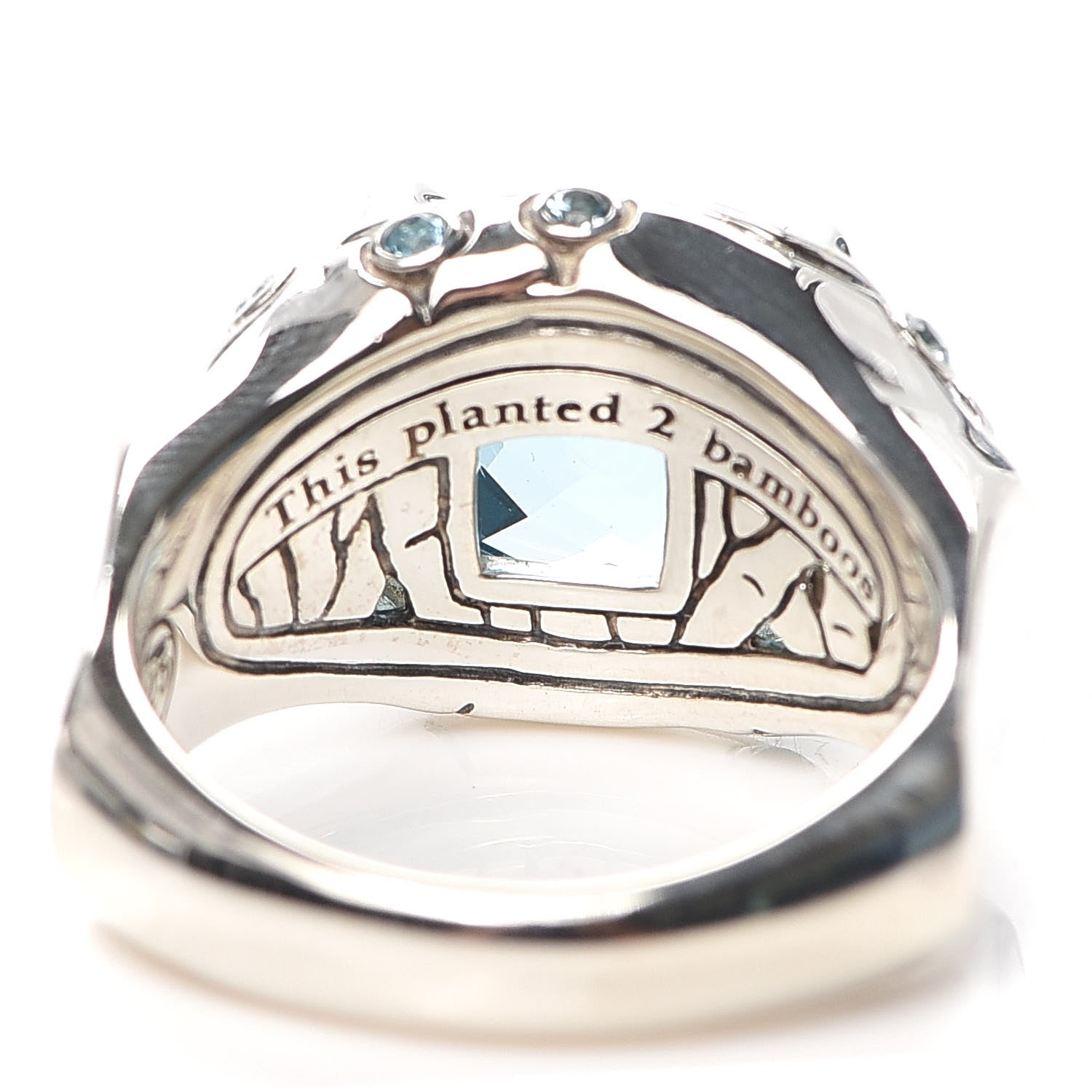 John Hardy Sterling Silver Blue Topaz Bamboo Ring 54 7 6 of 7
