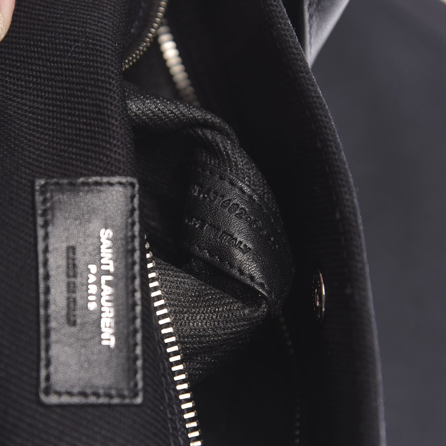 Linen Calfskin Rive Gauche North South Tote Black