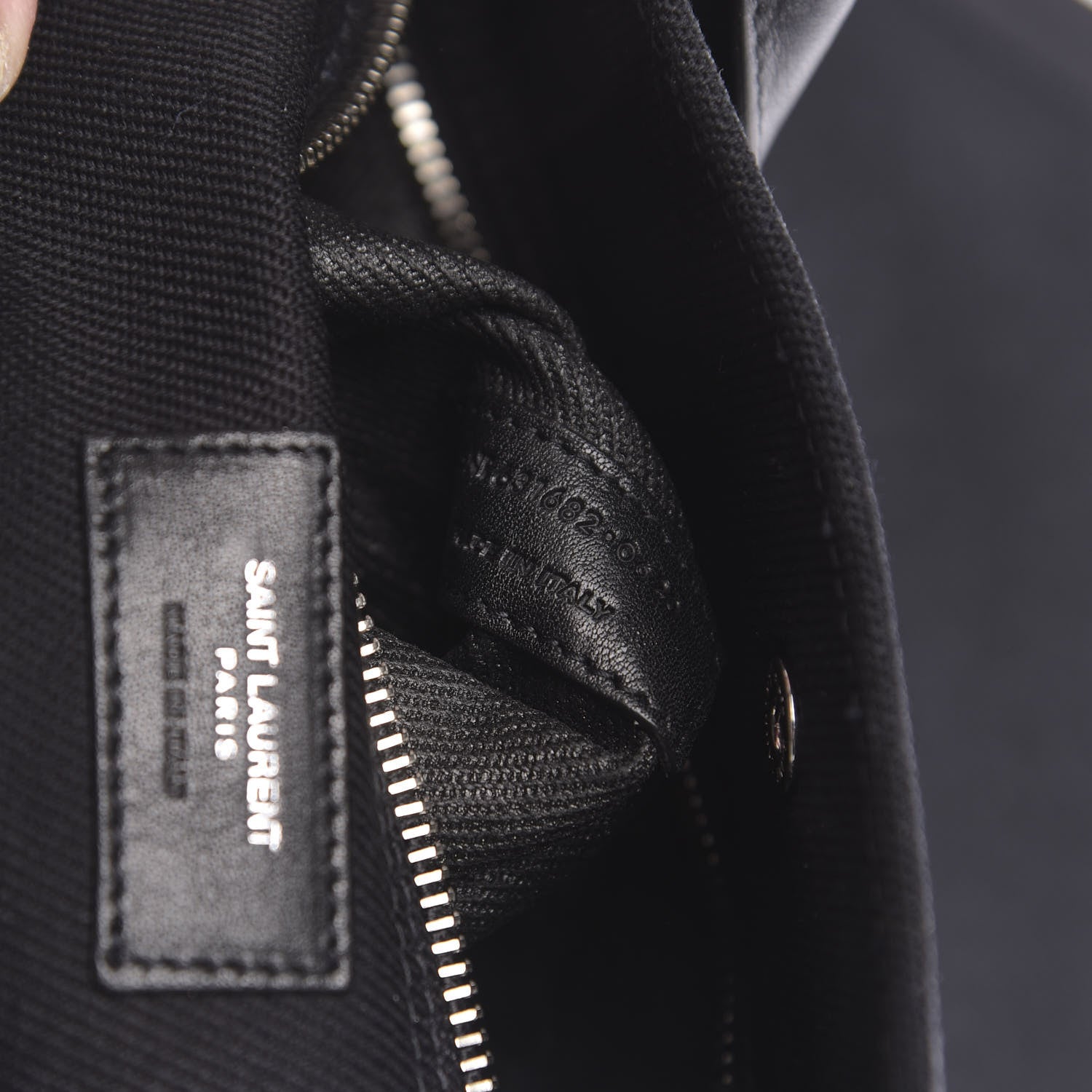Saint Laurent Linen Calfskin Rive Gauche North South Tote Black 7 of 10