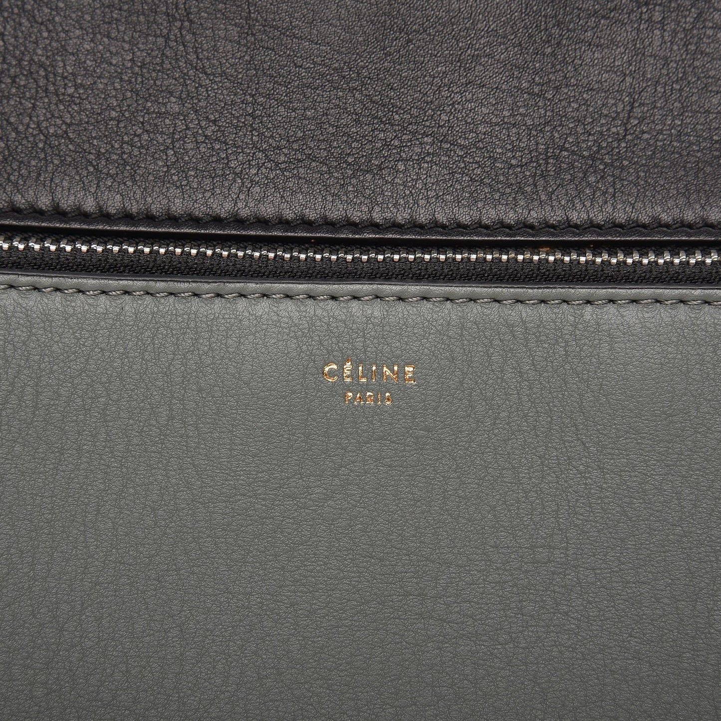 Calfskin Large Bi-Color Edge Shoulder Bag Almond