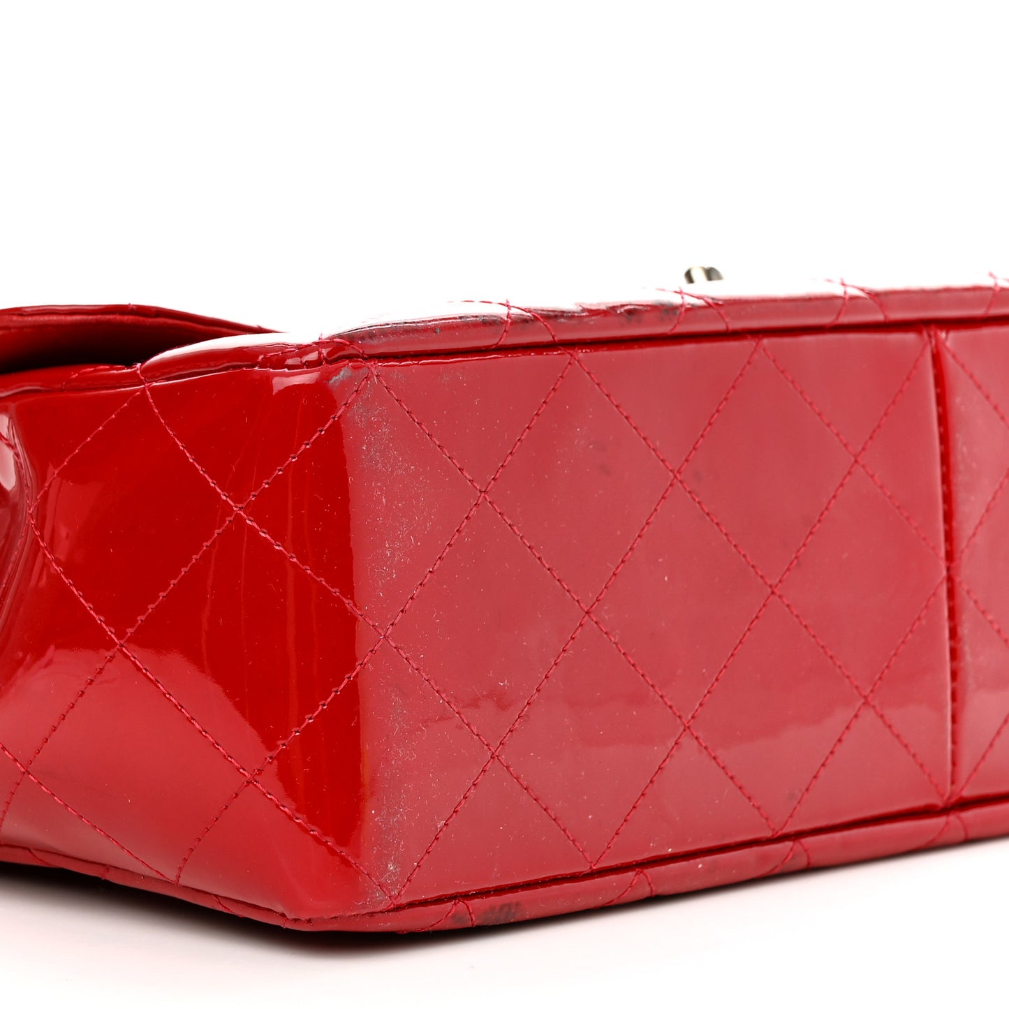 Patent Quilted Jumbo Single Flap Red