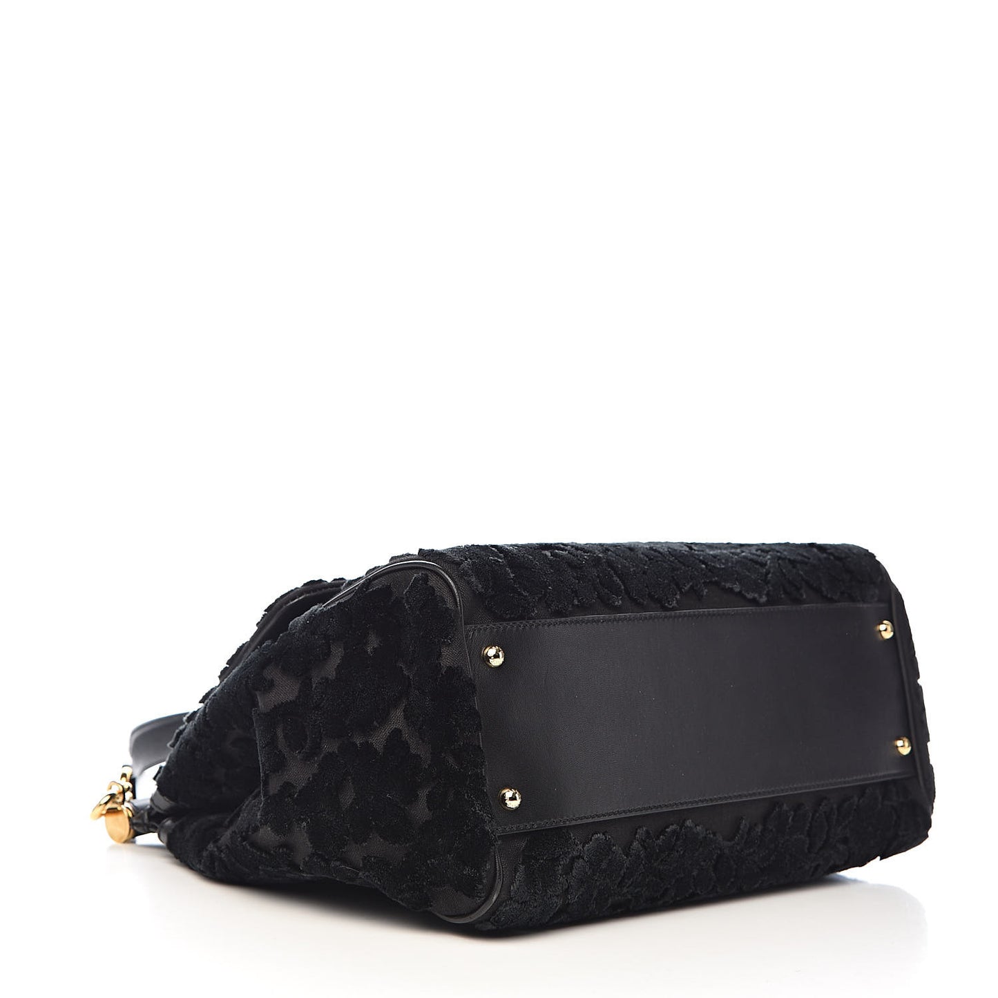 Velvet Floral Large Miss Sicily Satchel Black