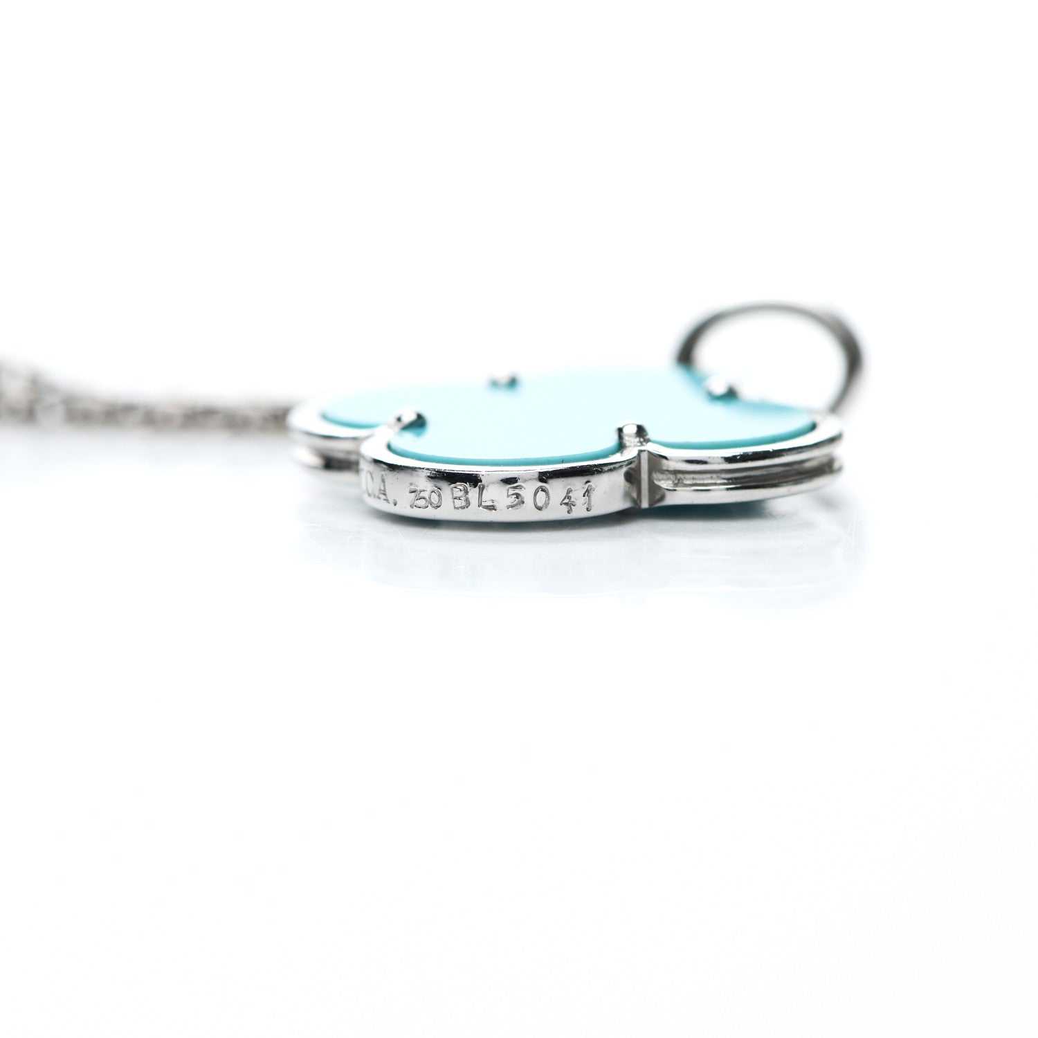 Van Cleef & Arpels 18K White Gold Turquoise Magic Alhambra Necklace 5 of 8