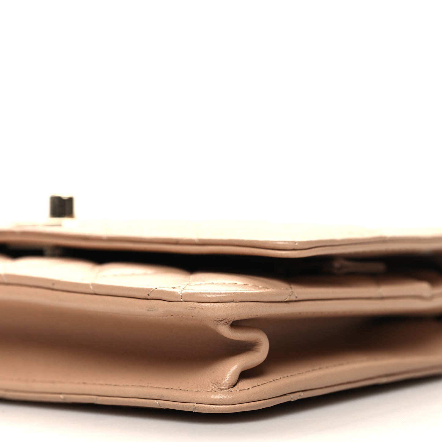 Lambskin Quilted Trendy CC Wallet On Chain WOC Beige