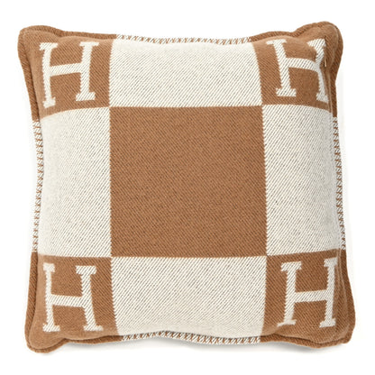 Hermes Wool Cashmere Avalon Pillow PM Ecru Camel 2 of 3
