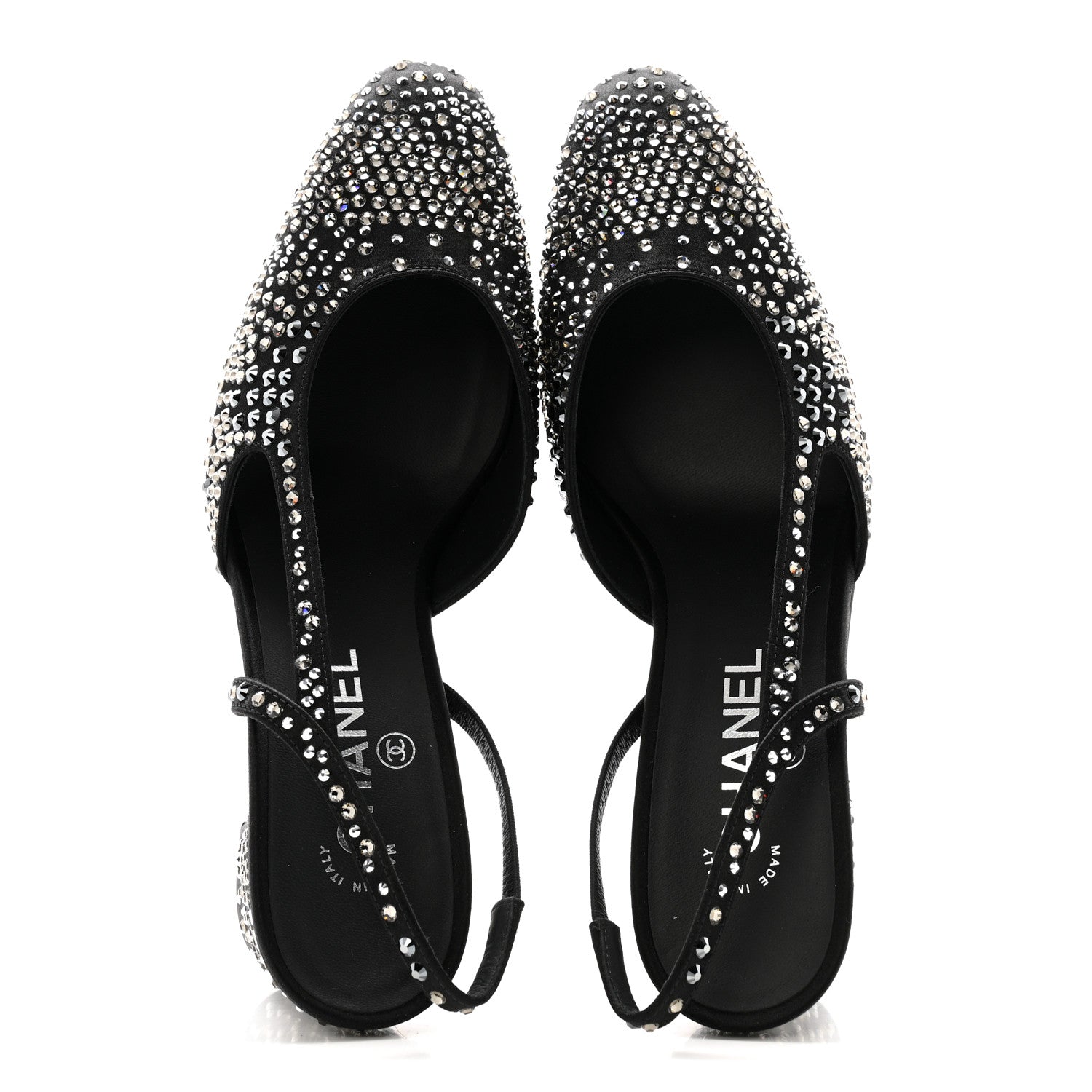 Chanel Strass Cap Toe CC Slingback Pumps 39.5 Black 2 of 10