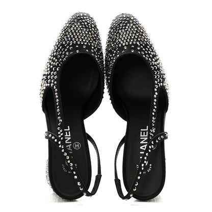 Chanel Strass Cap Toe CC Slingback Pumps 39.5 Black 2 of 10