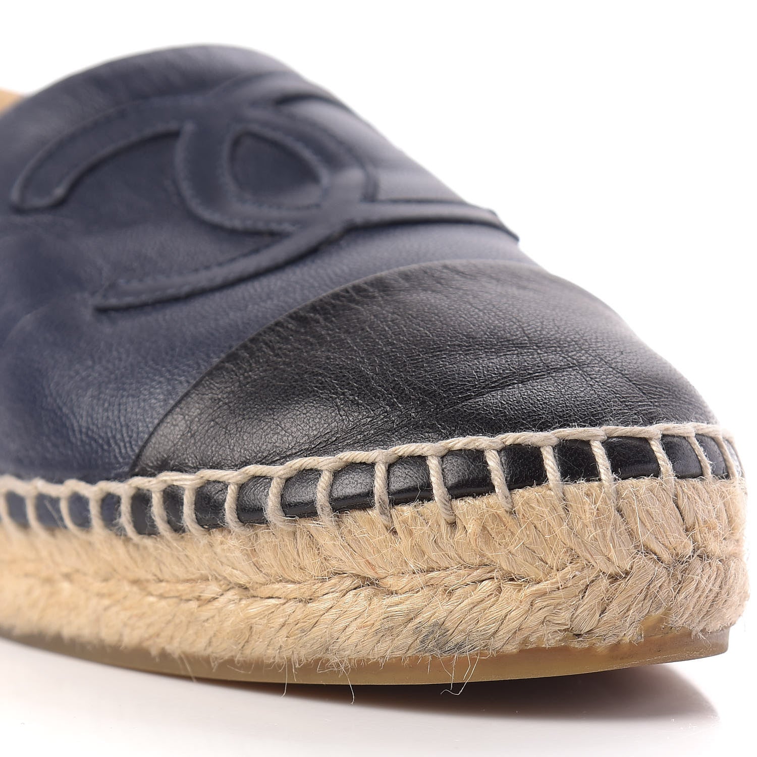 Chanel Lambskin CC Espadrilles 37 Navy Black 11 of 12