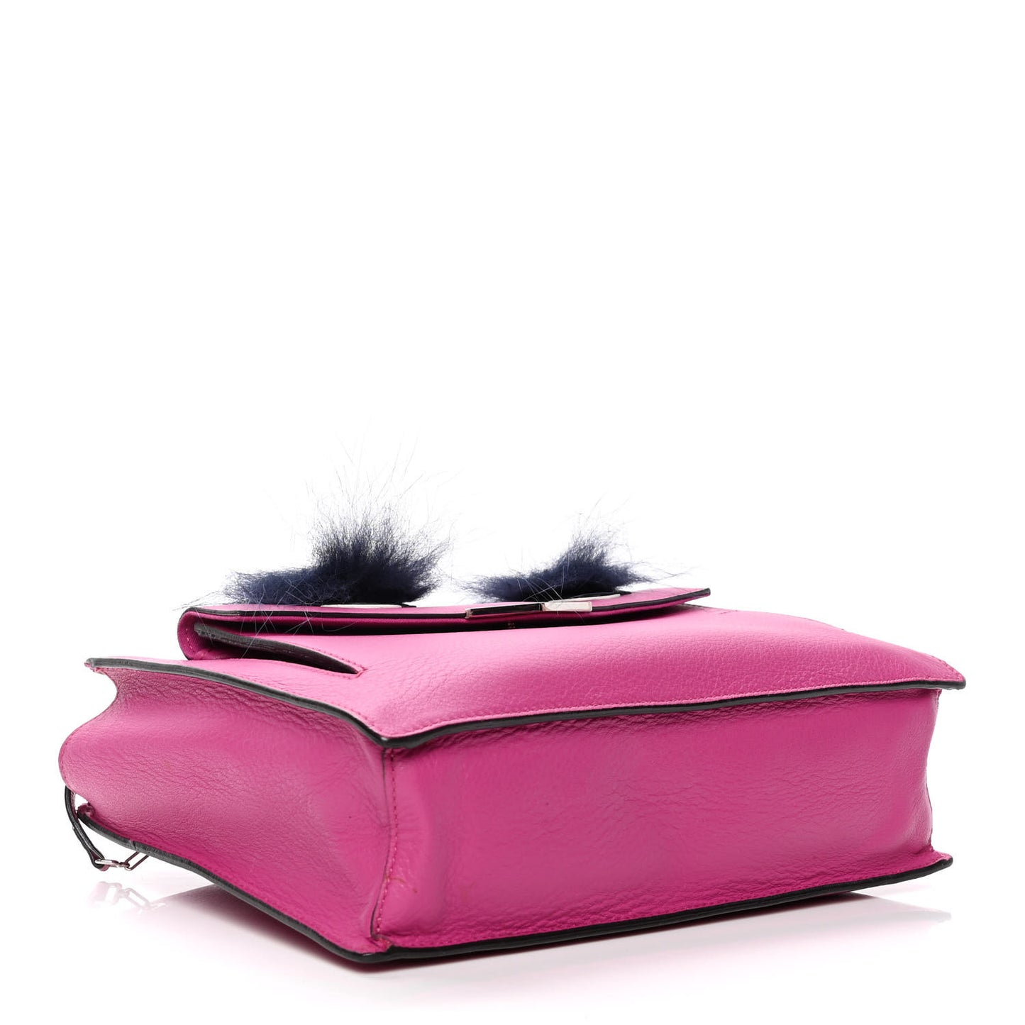 Vitello Dolce Fox Fur Monster Eyes Mini 2Jours Pouch Magenta