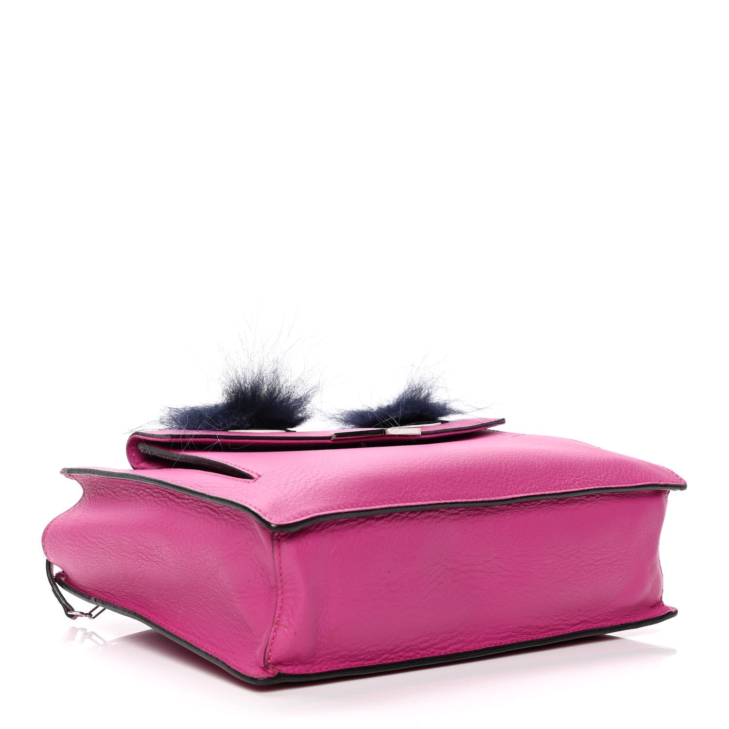 Fendi Vitello Dolce Fox Fur Monster Eyes Mini 2Jours Pouch Magenta 3 of 4