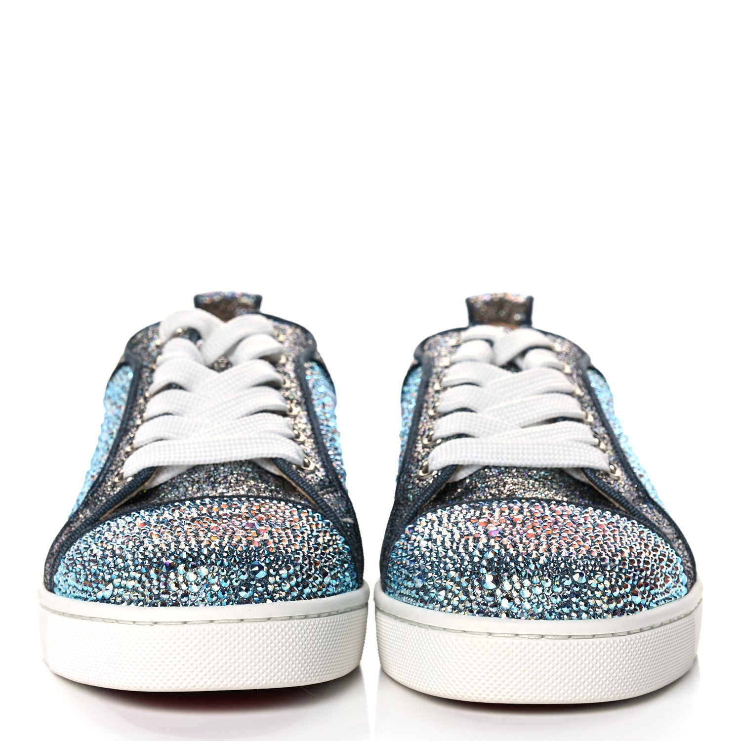 Christian Louboutin Metallic Strass Louis Junior Flat Sneakers 35 Silver AB 2 of 11