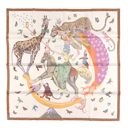 Hermes Silk Hermes Story Scarf 90 White Beige Multicolor 1 of 3
