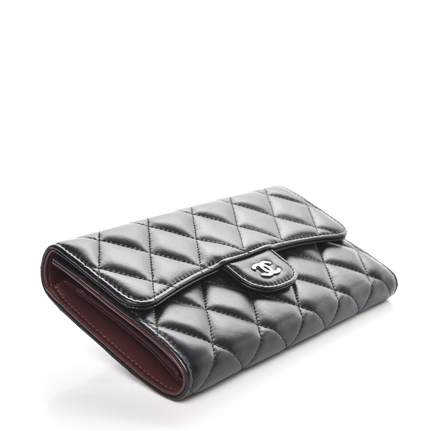 Chanel Lambskin Quilted Large Flap Wallet Black 4 of 9